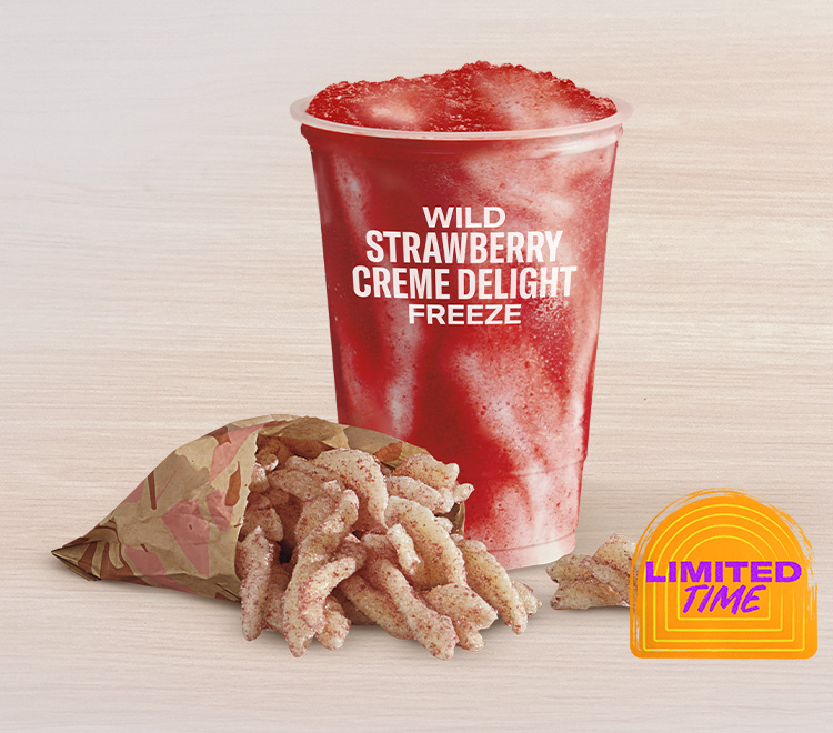 Wild Strawberry Creme Delight Freeze and Strawberry Twists | Taco