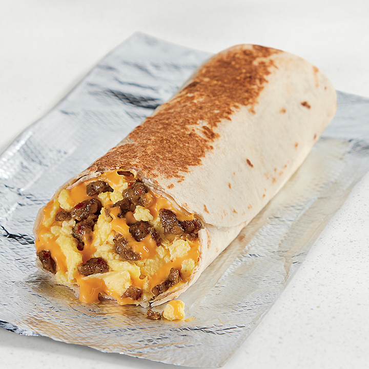 Cheesy Toasted Breakfast Burrito (Sausage)