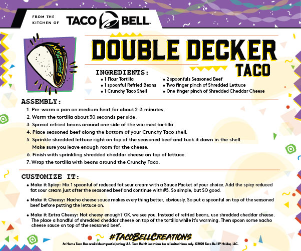 Double Decker Taco recipe card