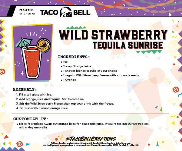 Wild Strawberry Tequila Sunrise recipe card